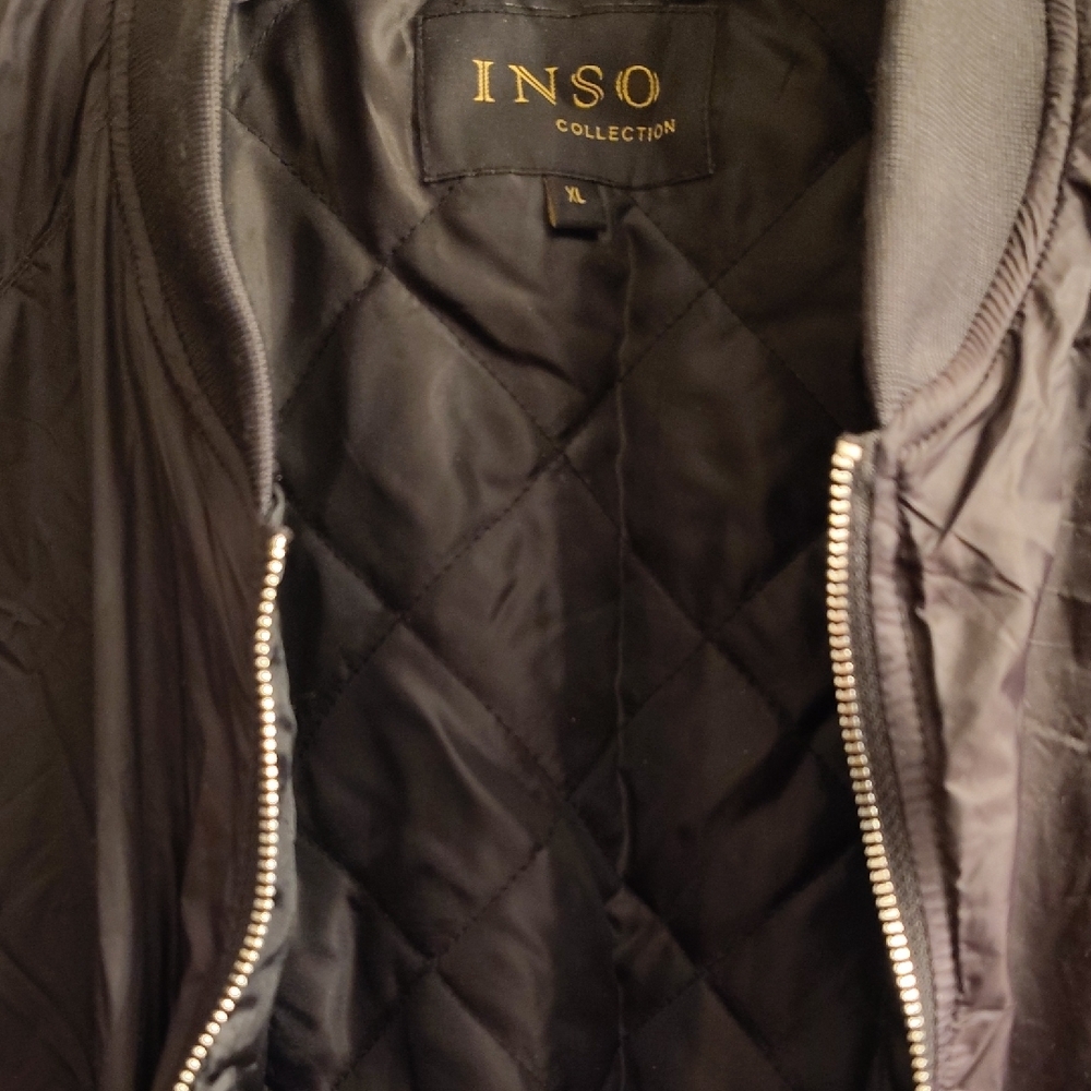 INSO Collection Black Quilted Bomber Jacket for Women B34 - Picture 11 of 13
